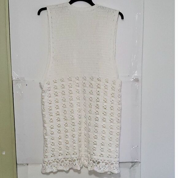 A Women's Sweater Vest Hand Made Hippie 60's Boho Granny Core Long Line XL - Picture 12 of 12